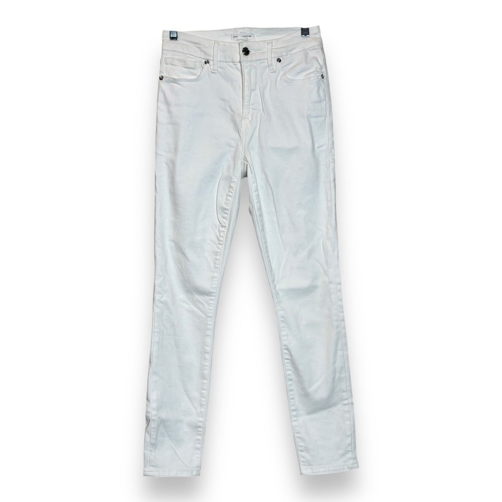 Good American Jeans Women 2/26 White Crop Skinny High Rise Stretch Denim